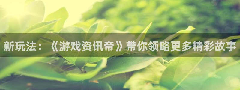 杜邦娱乐代理登陆：新玩法：《游戏资讯帝》带你领略更多精彩故事